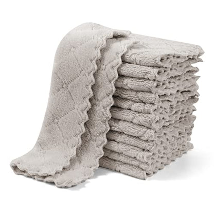 UMANI 12 Pack Microfiber Cleaning Cloths Reusable Textured Cleaning Rags | 10 x 6 Inch, Soft Absorbent Quick-Dry Cloths for Kitchen, Bathroom, Countertop and Household Cleaning - color: Grey