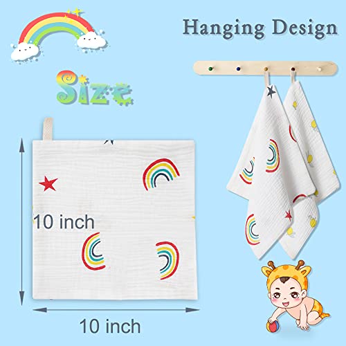 Baby Msulin Washcloths Newborn Face Towel - Baby Muslin Burp Cloths 6Pack Soft Absorbent Natural Cotton Wash Towel 10"X10" Baby Bath Towels Wipes Baby Registry as Shower - color: 4 Layers-6pack-coton