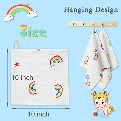 Baby Msulin Washcloths Newborn Face Towel - Baby Muslin Burp Cloths 6Pack Soft Absorbent Natural Cotton Wash Towel 10"X10" Baby Bath Towels Wipes Baby Registry as Shower - color: 4 Layers-6pack-coton