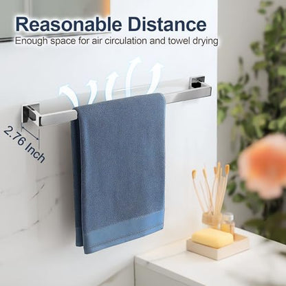 SEIDO 16 Inch Polished Chrome Towel Bar, Heavy Duty & Rust-Proof 304 Stainless Steel Bath Towel Holder, Modern Square Wall Mounted Towel Rack for Bathroom, Kitchen, RV - color: Polished Chrome, size: 16 Inch