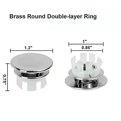 Sink Overflow Ring Chrome Bathroom Sink Overflow Cover Brass Material Insert in Round Trim Cap 2 Pack