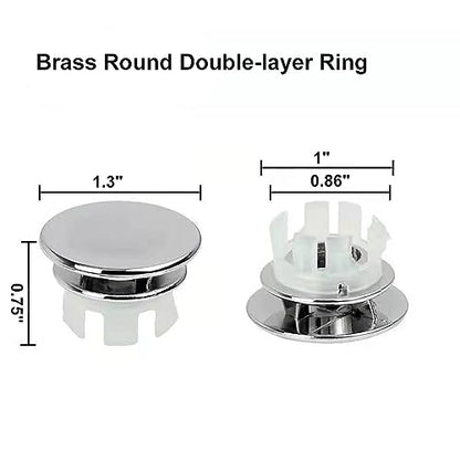 Sink Overflow Ring Chrome Bathroom Sink Overflow Cover Brass Material Insert in Round Trim Cap 2 Pack