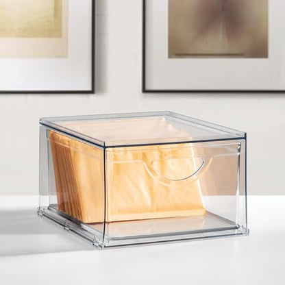 iDesign Stackable Storage Drawer, Clear | Stackable OrganFor Fridge, Pantry, or Under Sinks, Made in USAizer, For Bathroom Counter, Vanity, Under-Sink - style: Pack of 1
