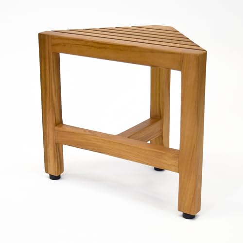 Asta Zini Solid Teak Shower/Bath/Spa Corner Foot Stool, Side Table, Fully Assembled, TB-014