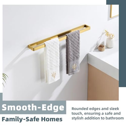 22.8 Inch Bathroom Towel Bar, Brushed Gold, 304 Stainless Steel | Rust-resistant for Bathroom, Shower, Vanity, Kitchen, Moder Square Towel Holder, Hidden Screw Wall Mounted, Heavy Duty Hang - color: Brushed Gold