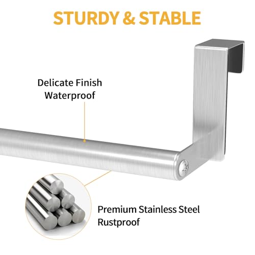 STWWO Kitchen Towel Holder for Cupboard Brushed Nickel | Over Cabinet Door Towel Bar, Over The Door Towel Rack, Stainless Steel Dish Towel Holder Hanger Rv Towel Rack, 2 Pack - color: Brushed Nickel