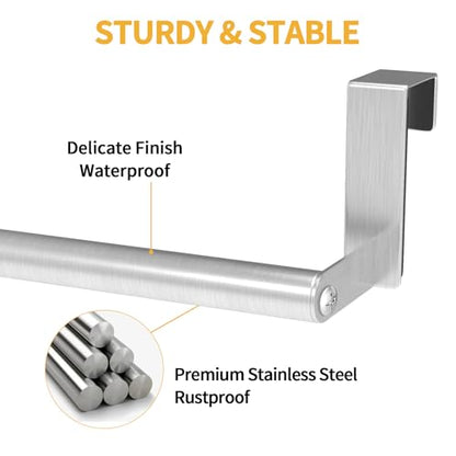 STWWO Kitchen Towel Holder for Cupboard Brushed Nickel | Over Cabinet Door Towel Bar, Over The Door Towel Rack, Stainless Steel Dish Towel Holder Hanger Rv Towel Rack, 2 Pack - color: Brushed Nickel