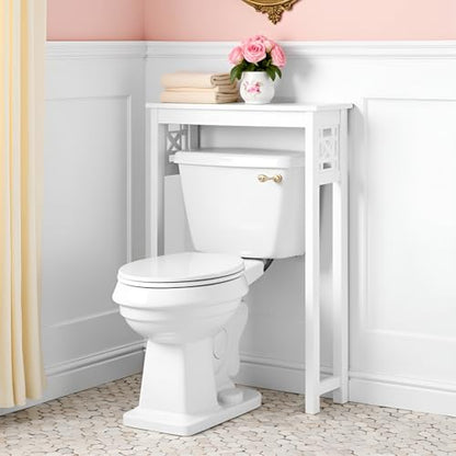 Derby Over-the-Toilet Storage Shelf – 37" Tall Bathroom Space Saver with Fixed Shelf & Open Gridwork Design – Modern Freestanding Organizer for Toiletries & Towels by Alaterre Furniture (White) - size: 37-Inch Tall