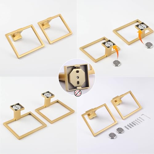 GERZWY Bathroom Hand Towel Holder Gold Stainless Steel Towel Ring for Bath Kitchen Garage Heavy Duty Wall Mounted JG1916-2BE - color: Gold