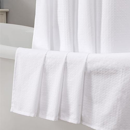 Aiyufeng White Shower Curtains for Bathroom，Dot Like Embossed Textured Waterproof Soft Polyester Cloth Shower Curtain，Hotel Spa Machine Washable，72Wx72L - color: White, size: 72"W x 72"L (Pack of 1)