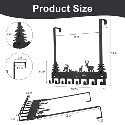 Deer Over The Door Hook 8 Double Hooks Heavy Duty No Drill Behind Door Hanging Rack for Bathroom Closet Bedroom Towel Coat Organizer, 2 Pack