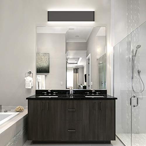 Aipsun 24in/20W Matte Black Modern Vanity Light Up and Down LED Vanity Light for Bathroom Wall Lighting Fixtures (Cool White 5000K) - color: White Light Black, size: 24 inch, style: 5000K