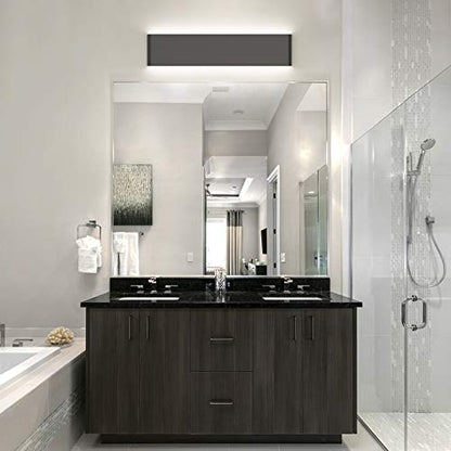 Aipsun 24in/20W Matte Black Modern Vanity Light Up and Down LED Vanity Light for Bathroom Wall Lighting Fixtures (Cool White 5000K) - color: White Light Black, size: 24 inch, style: 5000K