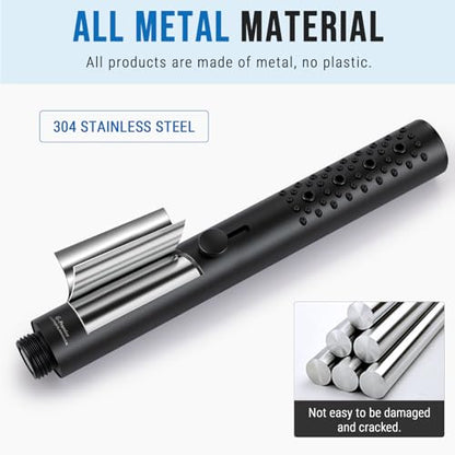 G-Promise All Metal Round 3 Function Handheld Shower Head(Matte Black) | All Metal Construction, 3 Function Modes with Massage, Modern Look, Push Switch, Easy Installation - color: Matte Black, style: Round