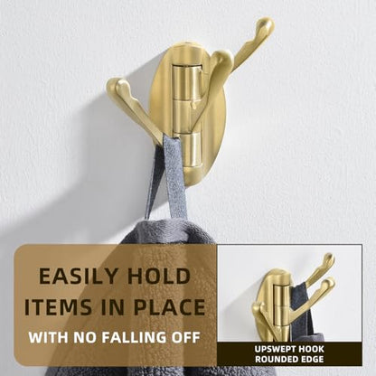 Angle Simple Bathroom Towel Hook Brushed Dark Gold, Swivel Towel Holder | Zinc Alloy, Home RV Robe Clothes Coat Organizer, Fold Flat Against Wall, Screw Wall Mount - color: Brushed Gold, size: 1 Pack