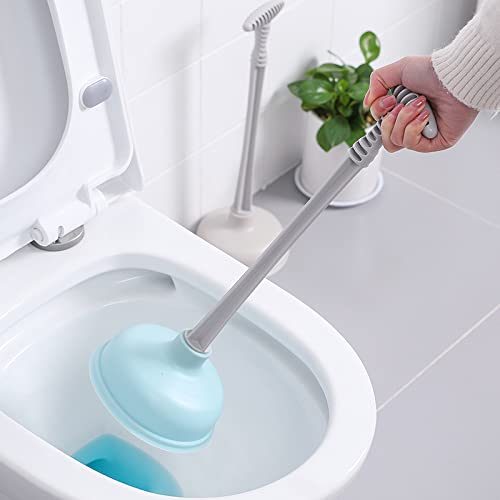 Toilet Plunger with Long Handle for Bathroom Heavy Duty Cute Macaron Color (Macaron Blue) - color: Macaron Blue