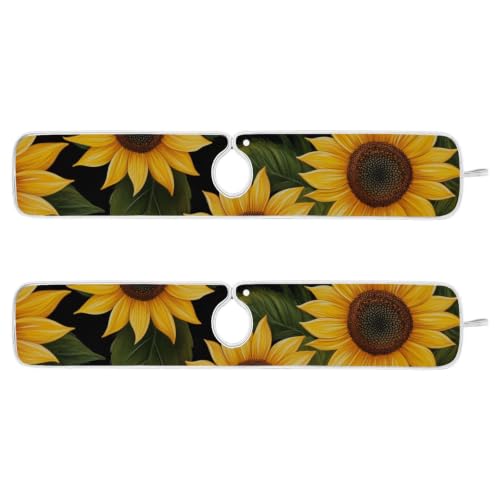 Sink Splash Guard Behind Faucet Mat for Kitchen Drain Mats Handle Drip Catcher Tray for Bathroom 30 inch Dish Drying Pad Sunflower Black Microfiber Pack of 2 - size: L30x5.5in x2