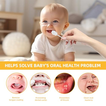 EASICUTI Upgrade Baby Tongue Cleaner, 52PCS Newborn Infant Toothbrush | Baby Essentials for Newborn, 2 Silicone Finger Toothbrush, Disposable Gauze Gum Cleaner Stick, Dental Care for Ages 0-2 Years - size: 1 Count (Pack of 52)