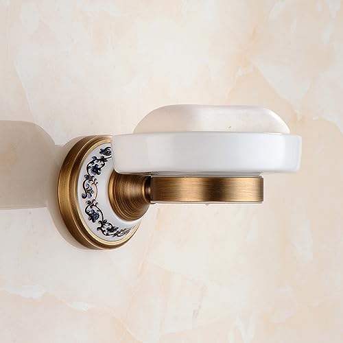 Antique Bronze Brass Soap Dish, Soap Holder Wall Mounted Bathroom Hardware Accessories,Porcelain Design - color: Soap Holder