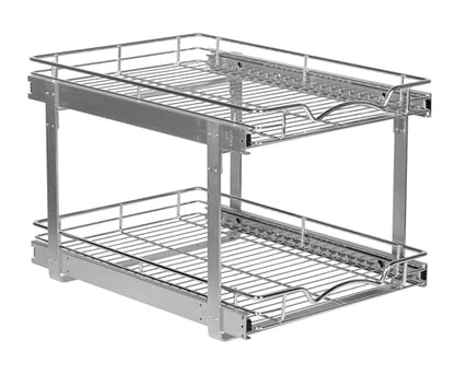2-Tier Pull-Out Cabinet Organizer for Kitchen, 20" W x 21”D x 16.5" H | Full-Extension Sliding Shelves, Holds 100 lbs, Easy Install for Kitchen, Pantry & Under Sink Cabinets - size: 20 Inch