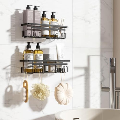 Self Adhesive Shower Caddy, 2-Pack No Drilling Rustproof Bathroom Organizers and Storage with Save Space Hooks, Apartment Essentials for Bathroom, Kitchen & Living Room - style: Style 3