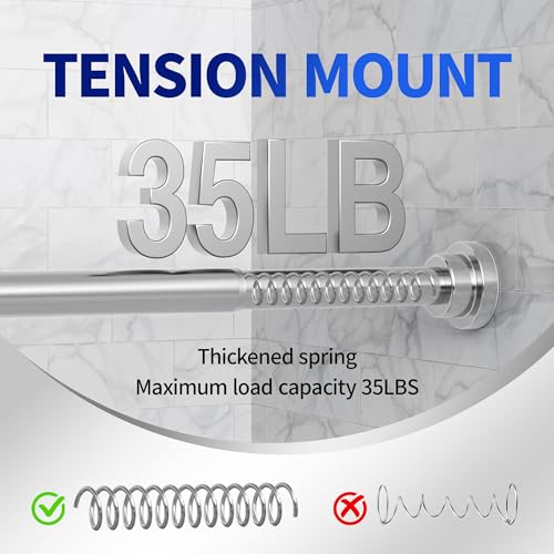 Mcrbeay Shower Curtain Rod, 1" Diameter Heavy Duty Tension Shower Rod, Non Slip Adjustable 28-46 inch No Drilling Shower Curtain Rods Spring Tension For Bathroom, Shower Stall, No Rust, Silver - color: Silver, size: 28-46 Inches