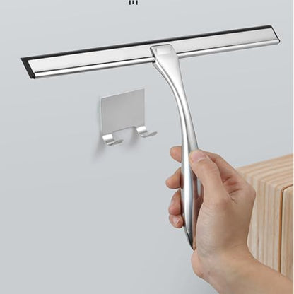 4 Pack All-Purpose Stainless Steel Squeegee Holder Shower Door Hooks Towel Hooks Hanger Organizer for Bathroom Shower Glass Doors Squeegee Cleaner Tool