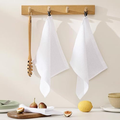 joybest Cotton Kitchen Dish Cloths, 8-Pack Waffle Weave Ultra Soft Absorbent Dish Towels Washcloths Quick Drying Dish Rags, 12x12 Inches, White - color: White, size: 12 in x 12 in