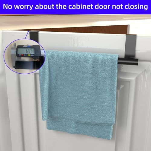 Cabinet Door Towel Bar, Kitchen Towel Holder, Matte Black 2 Pack | Extended Anti-Slip Arm, EVA Scratch Guard Pads, No-Drill Install, Stainless Steel Dish Towel Holder, Kitchen Towel Rack - color: Black - 2 Pack