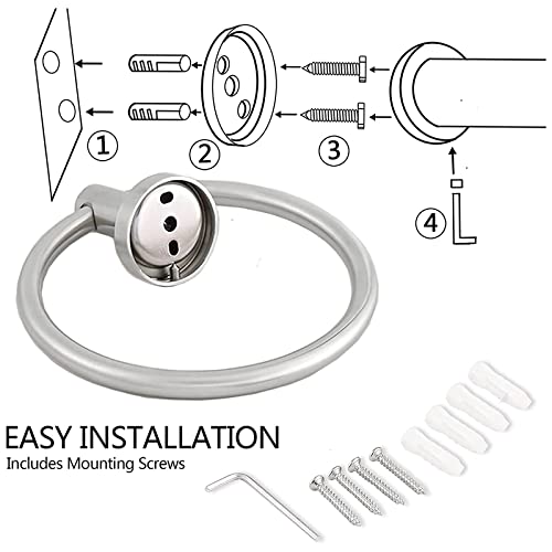 2 Pack Towel Ring, Hand Towel Holder No Drilling Heavy Duty Simple Round Towel Holder Wall Mount Towel Rack (Silver-2) - color: Silver-2