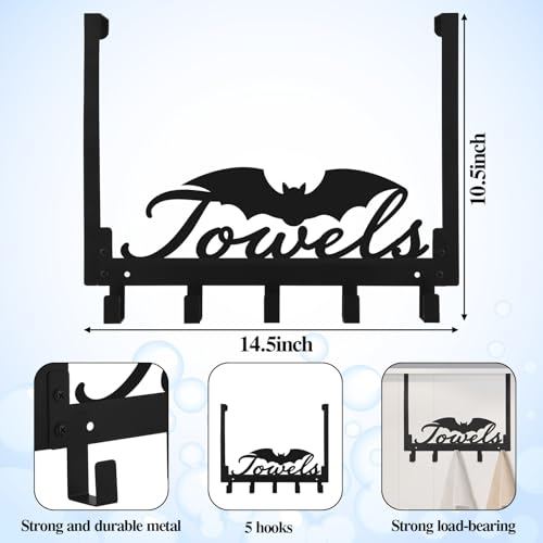 Kathfly Gothic Bat Over The Door Hooks Goth Towel Hooks Heavy Duty Hanging Towel Rack Over Door Hanger, 5 Coat Hanger for Bedroom Bathroom Kitchen Hat Coat Keychain - color: Black, style: Bat