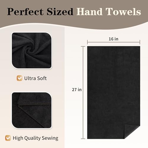 FIXSMITH Salon Towels 12 Pack, Black Hand Towels for Bathroom, Quick Dry Gym Towels, Spa Face Towel, Absorbent Microfiber Towels for Salon, Barber, Gym, Bath, Pedicure and Home Hair Care,16 x 27 in - color: Black