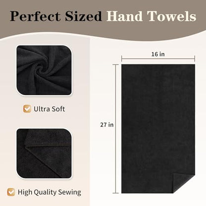 FIXSMITH Salon Towels 12 Pack, Black Hand Towels for Bathroom, Quick Dry Gym Towels, Spa Face Towel, Absorbent Microfiber Towels for Salon, Barber, Gym, Bath, Pedicure and Home Hair Care,16 x 27 in - color: Black