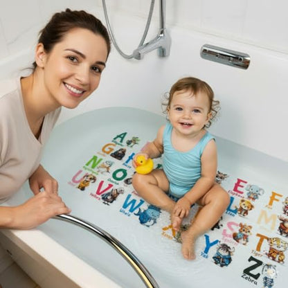 Cute Cartoon Non-Slip Bath Mat for Tub - Anti-Slip Kids Bathtub Mat, Slip-Resistant Shower Mat for Bathroom Safety, 35 X 15.3 Inch, Easy to Clean (Animals) - color: Animals