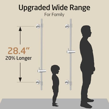 KES All Metal Shower Slide Bar 30-Inch (Non-Plastic) with Adjustable Shower Head Holder, 18/8 Stainless Steel Shower Slide Bar with Adjustable Bracket Cover Existing Holes, Polished Steel, F210S78-PS - color: Polished Steel
