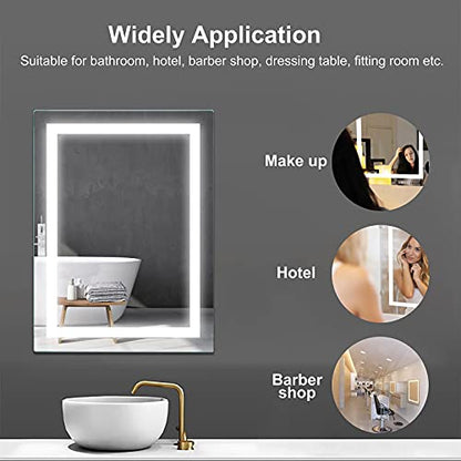 36x28 inch LED Lighted Bathroom Mirror with Anti-Fog, Wall Mounted Vanity Mirror with Smart Touch Button, Memory Function, Adjustable Warm White/Natural/Daylight Lights(Horizontal/Vertical) - size: 28"L x 36"W