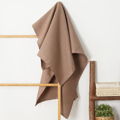 100% Linen Thick Bath Towels with Hanging Loop, 30 X 51 Inch Linen Beach Towel Luxury Lightweight Travel Bath Towel - Soft Dry Hair Towel for Bathroom Saunac Pool,Dark Khaki - color: Dark Khaki, size: Bath Towel