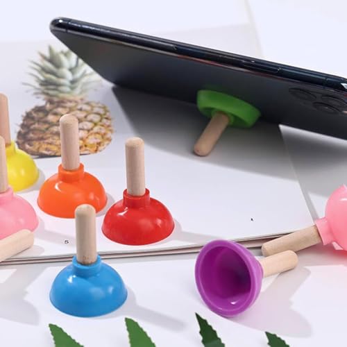 6PCS Tiny Toilet Plunger Shape Phone Holder,Mini Colorful Plunger Holder, Sucker Stand for Supporting Cellphone, Moblie Phone, PSP