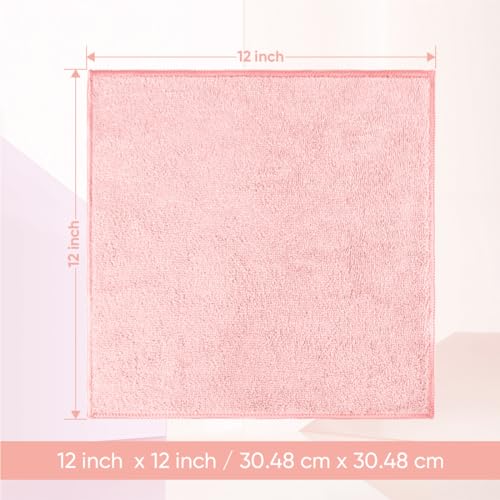HOMEXCEL Washcloths 12PK, Ultra Soft&Highly Absorbent Face Towels, 12X12 in | Multi-Purpose Towels, Microfiber Wash Cloths for Bathroom, Hotel, Spa, Gym, and Kitchen, Machine Washable, Pink - color: Pink