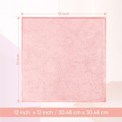 HOMEXCEL Washcloths 12PK, Ultra Soft&Highly Absorbent Face Towels, 12X12 in | Multi-Purpose Towels, Microfiber Wash Cloths for Bathroom, Hotel, Spa, Gym, and Kitchen, Machine Washable, Pink - color: Pink