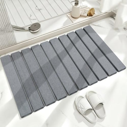 Dish Drying Mat, Stone Drying Mat for Kitchen Counter, Stone Bath Mat, Grey | Water Absorbing Diatomaceous Earth Drying Stone for Kitchen Counter, Bath Stone Mat, Kitchen Dish Drying Stone Mat, 24"×16" - color: Gray