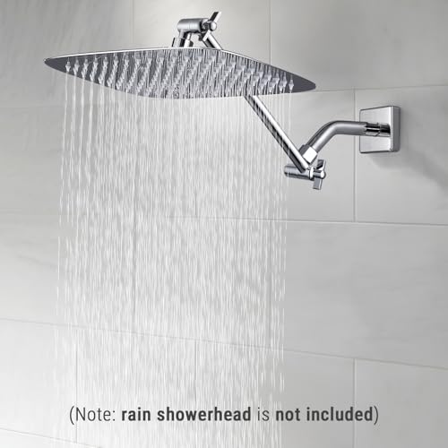 G-Promise 11 Inch Shower Extender with 6 Inch Shower Arm and Flange(Chrome) | Solid Brass Construction, Height and Angle Adjustable, Standard Connection Thread, All Installation Tools Included - color: Chrome, style: 11 Inch
