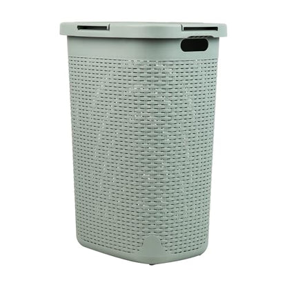 Mind Reader Slim Laundry Hamper with Lid, 60L Tall Clothes Basket, Narrow Tapered Design for Bathrooms, Closets and Laundry Rooms, Plastic, Mint - color: Mint, size: 1 Piece