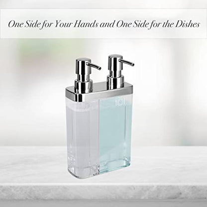 Kitchen Details Dual Pump Soap & Lotion Dispenser | Bathroom and Kitchen Sink | Countertop | Compact Design | Clear - color: Clear