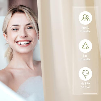 AmazerBath Shower Curtain Liner, 72x72 Beige Shower Curtain Liners, Lightweight Plastic Shower Liner, Cute PEVA Waterproof Cream Shower Curtains for Bathroom with 3 Magnets and 12 Grommets - color: Beige, size: 72"W x 72"L (Pack of 1)