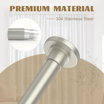 GXOACKJ Brushed Nickel Shower Curtain Rods - 31-80 Inch Spring Tension Shower Rods for Bathroom, Adjustable, No Drilling, No Rust, Stainless Steel - color: Brushed Nickel, size: 31-80