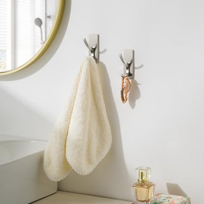 Self Adhesive Towel Hooks: Extra Strong 13LB, Stainless Hook for Hanging Loofah, Towels, Coat, Bath Robe Bathroom Shower, Brushed Nickel, 4 Pack - color: Brushed Nickel, size: 4 Pack