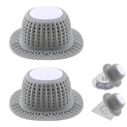 2 Pack Bathtub Drain Hair Catcher for Dog Hairs, Silicone Shower Hair Catcher, Dog Hairs Drain Protector for Pop-Up and Regular Drains of Shower, Tub, Bathroom and Sink, Grey