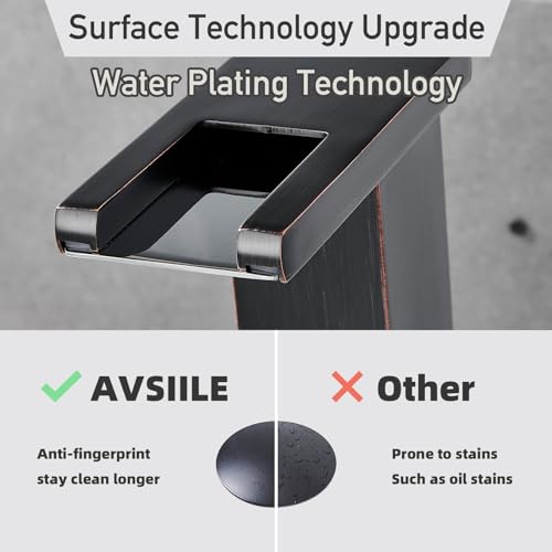 LED Bathroom Faucet 3 Hole, Oil Rubbed Bronze Waterfall Bathroom Faucets, 8 Inch Widespread Modern Bathroom Sink Faucet & Parts, Wide Spread Touch On Three Hole 2 Handle Bathroom Vanity Faucet - color: Oil Rubbed Bronze