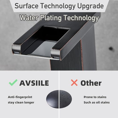 LED Bathroom Faucet 3 Hole, Oil Rubbed Bronze Waterfall Bathroom Faucets, 8 Inch Widespread Modern Bathroom Sink Faucet & Parts, Wide Spread Touch On Three Hole 2 Handle Bathroom Vanity Faucet - color: Oil Rubbed Bronze